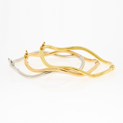 Lot 1043 - Three Rose, Yellow and White Gold Bracelets