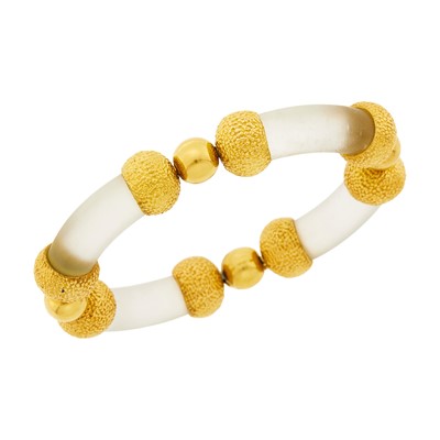 Lot 1189 - Gold and Frosted Rock Crystal Link Bracelet