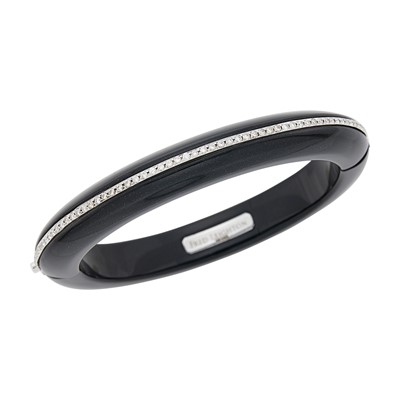 Lot 1055 - Fred Leighton Black Jade, White Gold and Diamond Bangle Bracelet