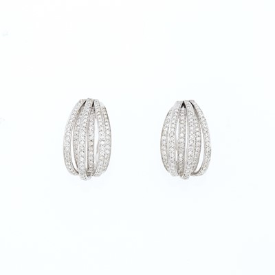 Lot 2175 - Pair of White Gold and Diamond Half Hoop Earrings