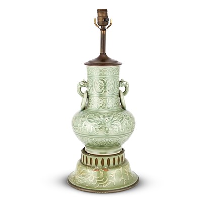 Lot 274 - Chinese Celadon Glazed Porcelain Vase as Lamp