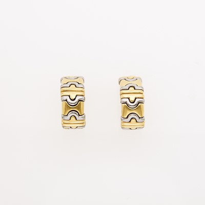 Lot 1039 - Pair of Gold and Stainless Steel Half-Hoop Earclips