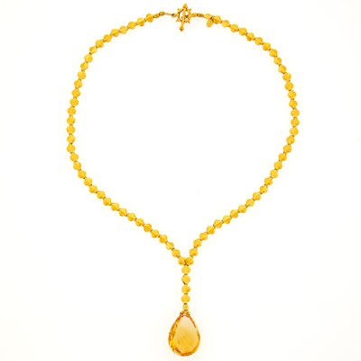 Lot 1187 - Julie Baker High Karat Gold and Citrine Pendant-Necklace
