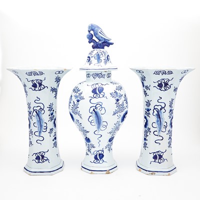 Lot 389 - Three Piece Dutch Delft Garniture