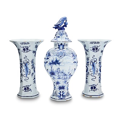 Lot 389 - Three Piece Dutch Delft Garniture