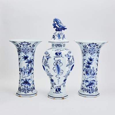 Lot 389 - Three Piece Dutch Delft Garniture