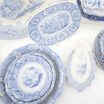 Lot 333 - Large English Transfer Decorated Blue and White Assembled Ceramic Table Service