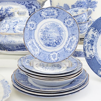 Lot 333 - Large English Transfer Decorated Blue and White Assembled Ceramic Table Service
