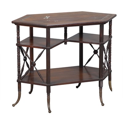 Lot 289 - Aesthetic Movement Rosewood Mixed Metal Spider Web-inlaid Mother-of-Pearl Inlaid Occasional Table