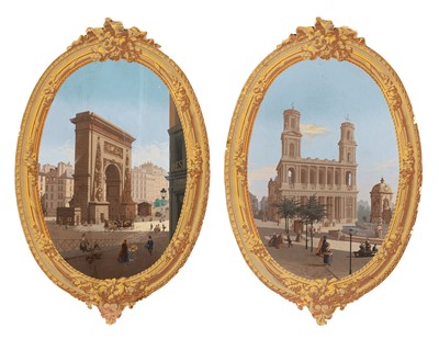 Lot 338 - Pair of Trompe-L'Oeil Wallpaper Medallions
