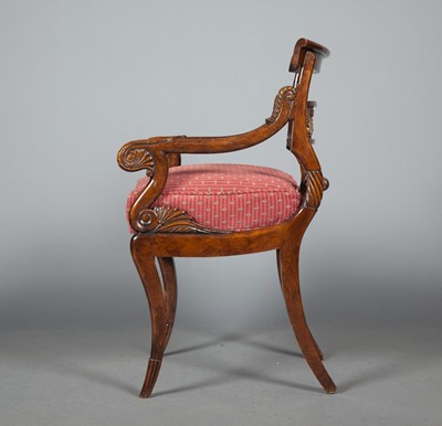 Lot 298 - Regency Style Brass Inlaid Stained Wood Armchair