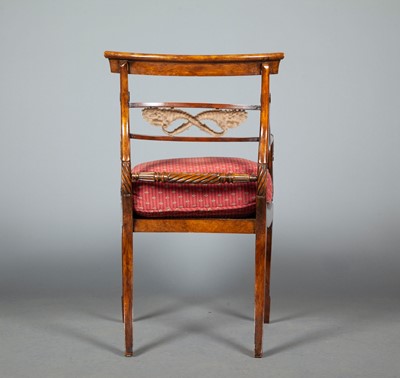 Lot 298 - Regency Style Brass Inlaid Stained Wood Armchair