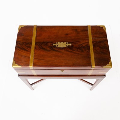 Lot 297 - Regency Brass-Bound Mahogany Lap Desk on Stand