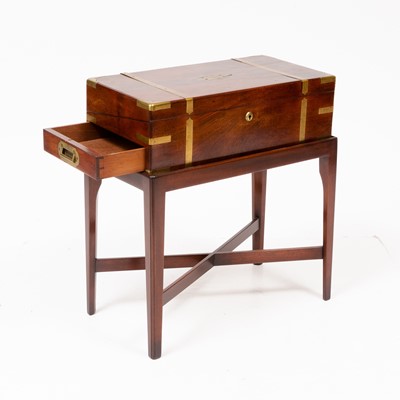 Lot 297 - Regency Brass-Bound Mahogany Lap Desk on Stand
