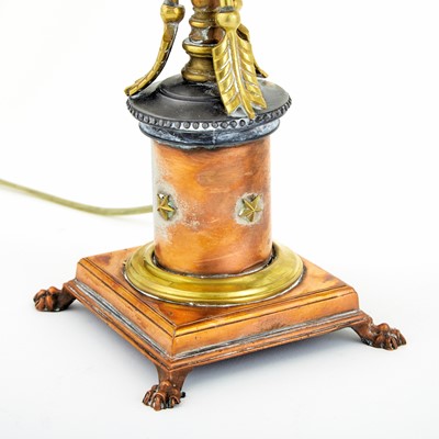 Lot 388 - Pair of Empire Style Mixed Metal and Bubble Glass Table Lamps