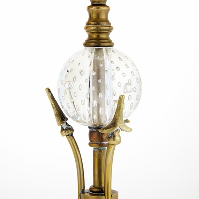Lot 388 - Pair of Empire Style Mixed Metal and Bubble Glass Table Lamps