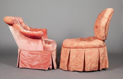 Lot 275 - Two Pink Tufted Chairs