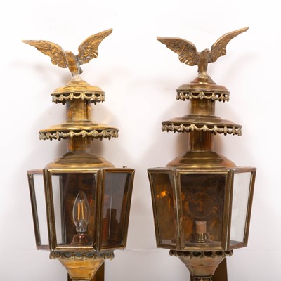 Lot 328 - Pair of Brass Coach Lights