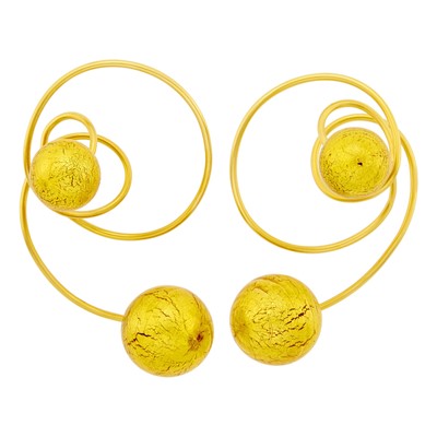 Lot 14 - JAR Paris Pair of Gilt-Titanium and Glass 'Carnival à Venise' Earclips