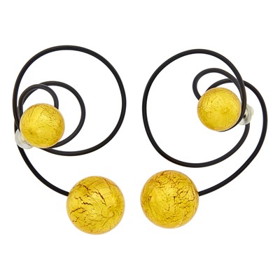 Lot 11 - JAR Paris Pair of Black Titanium and Glass 'Carnival à Venise' Earclips