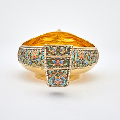 Lot 1 - Russian Silver-Gilt and Cloisonné Enamel Kovsh