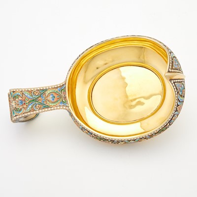 Lot 1 - Russian Silver-Gilt and Cloisonné Enamel Kovsh