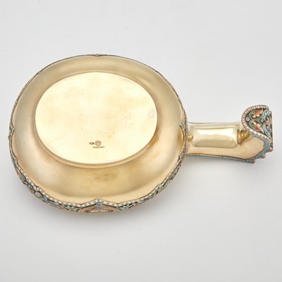 Lot 1 - Russian Silver-Gilt and Cloisonné Enamel Kovsh