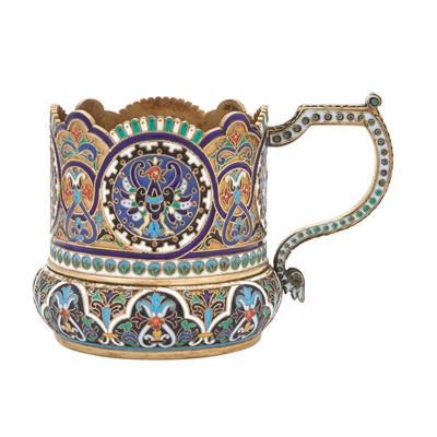 Lot 2 - Russian Silver-Gilt and Cloisonné Enamel Tea Glass Holder
