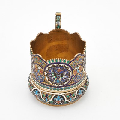 Lot 2 - Russian Silver-Gilt and Cloisonné Enamel Tea Glass Holder