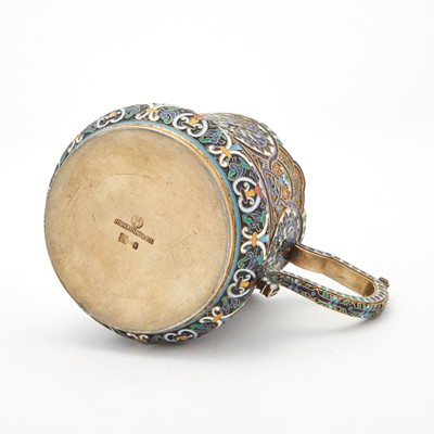 Lot 2 - Russian Silver-Gilt and Cloisonné Enamel Tea Glass Holder