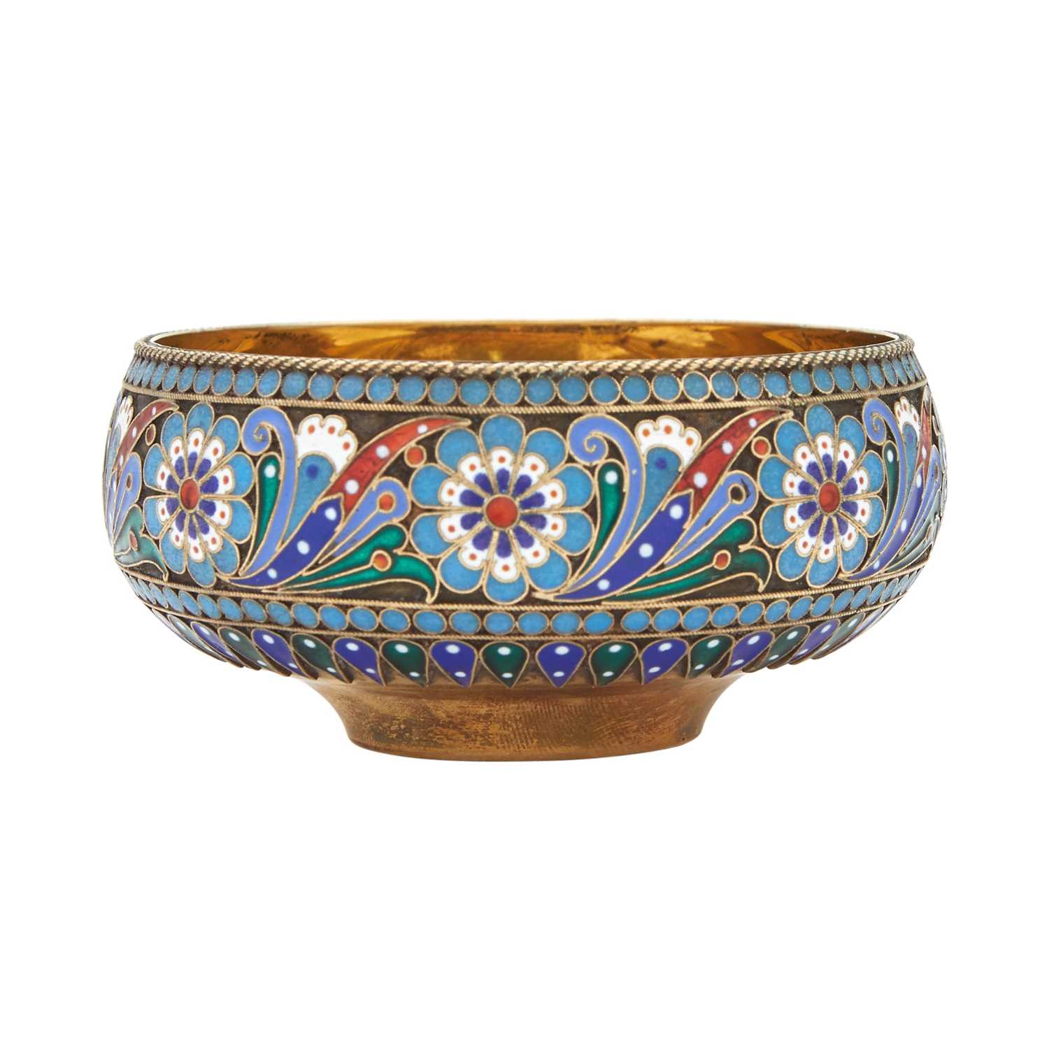 Lot 5 - Russian Silver-Gilt and Cloisonné Enamel Bowl