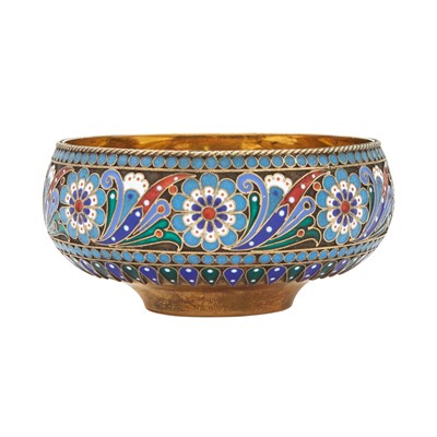 Lot 5 - Russian Silver-Gilt and Cloisonné Enamel Bowl