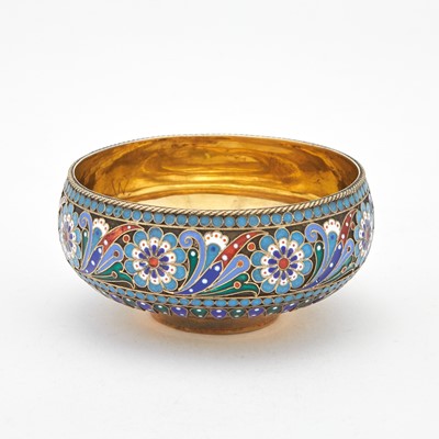 Lot 5 - Russian Silver-Gilt and Cloisonné Enamel Bowl