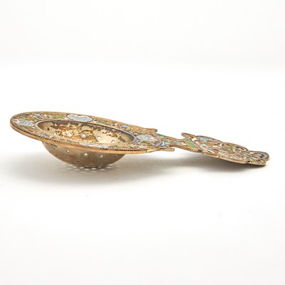Lot 6 - Russian Silver-Gilt and Cloisonné Enamel Tea Strainer