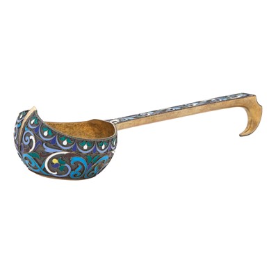 Lot 139 - Russian Silver-Gilt and Cloisonné Enamel Ladle