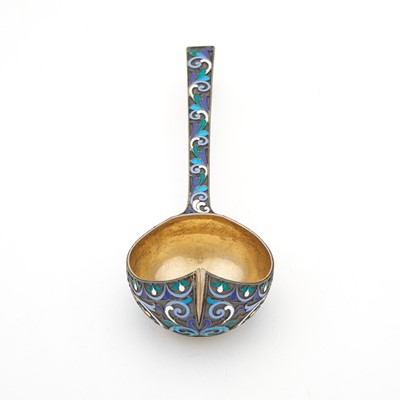 Lot 139 - Russian Silver-Gilt and Cloisonné Enamel Ladle
