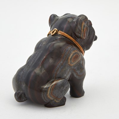 Lot 144 - Continental Gem-Set, Enameled Gold-Mounted Hardstone Model of a Bulldog