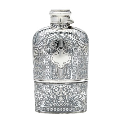 Lot 14 - Russian Silver and Niello Flask