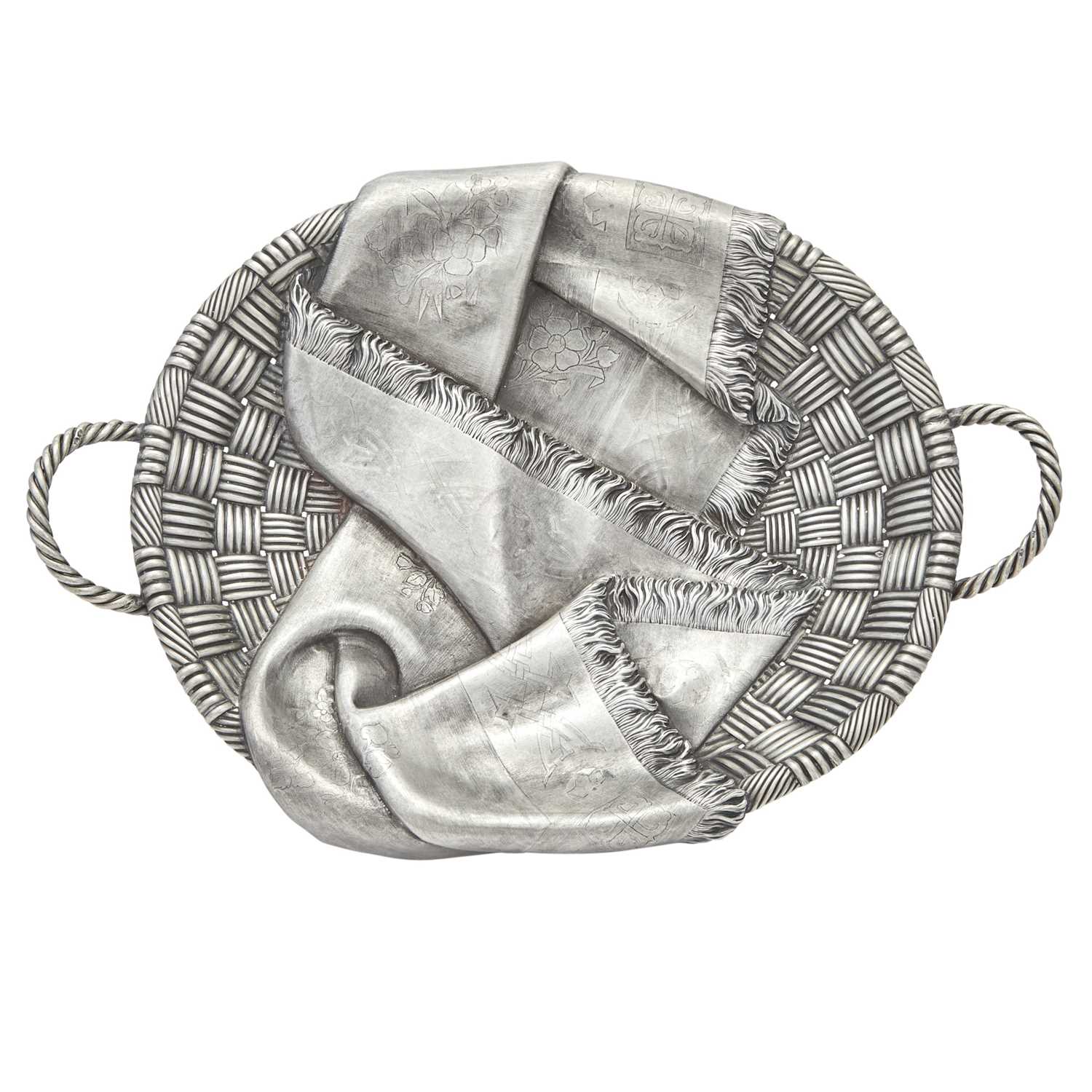 Lot 25 - Russian Silver Trompe l’oeil Two-Handled Basket