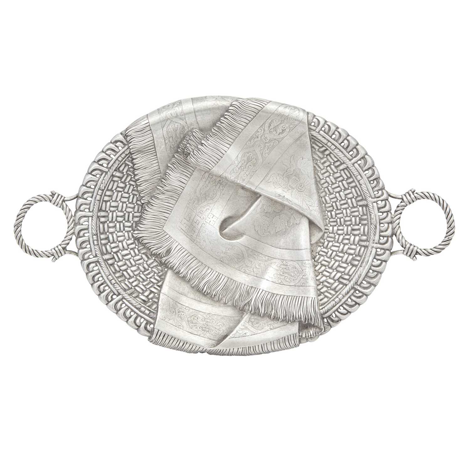 Lot 27 - Russian Silver Trompe l’oeil Two-Handled Basket