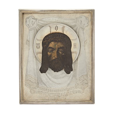 Lot 94 - Russian Silver-Gilt Icon of the Mandylion