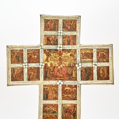 Lot 63 - Russian Silver-Gilt Mounted Crucifix