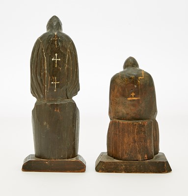 Lot 99 - Two Russian Carved and Painted Wood Figures of St. Nilus Stolobensky