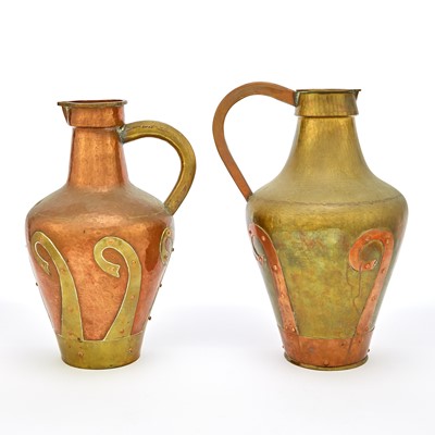 Lot 41 - Two Tula Brass and Copper Jugs