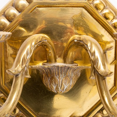 Lot 301 - Set of Four Brass Two-Light Sconces