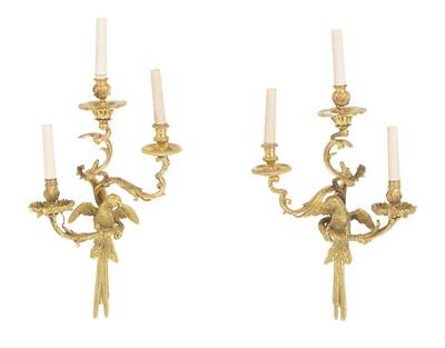 Lot 293 - Pair of Louis XV Style Gilt-Bronze Three-Light Sconces