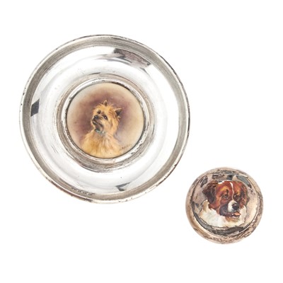 Lot 185 - English Sterling Silver and Enamel Pill Box and Ring Dish