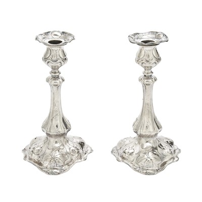 Lot 147 - Pair of Gorham Martele Sterling Silver Candlesticks