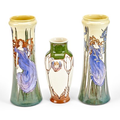 Lot 412 - Group of Three Doulton Lambeth Art Nouveau Glazed Earthenware Vases