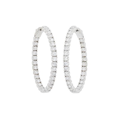 Lot 77 - Pair of White Gold and Diamond Hoop Earrings